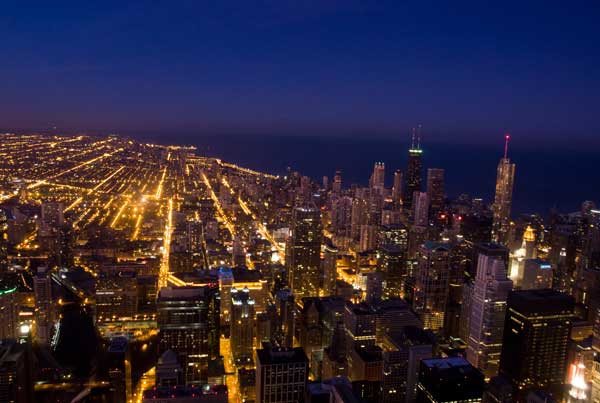 シカゴの夜景 ウィリス・タワーからの夜景
